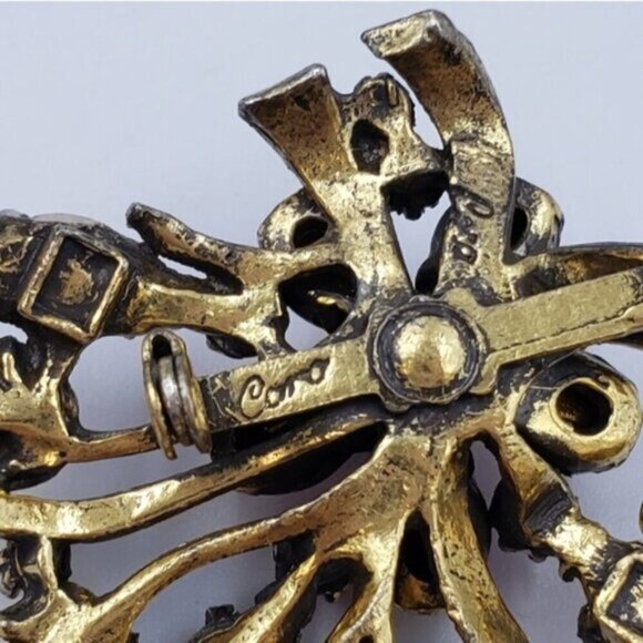 Vintage Signed Coro Flower Brooch Pink Gold Tone - Picture 12 of 14